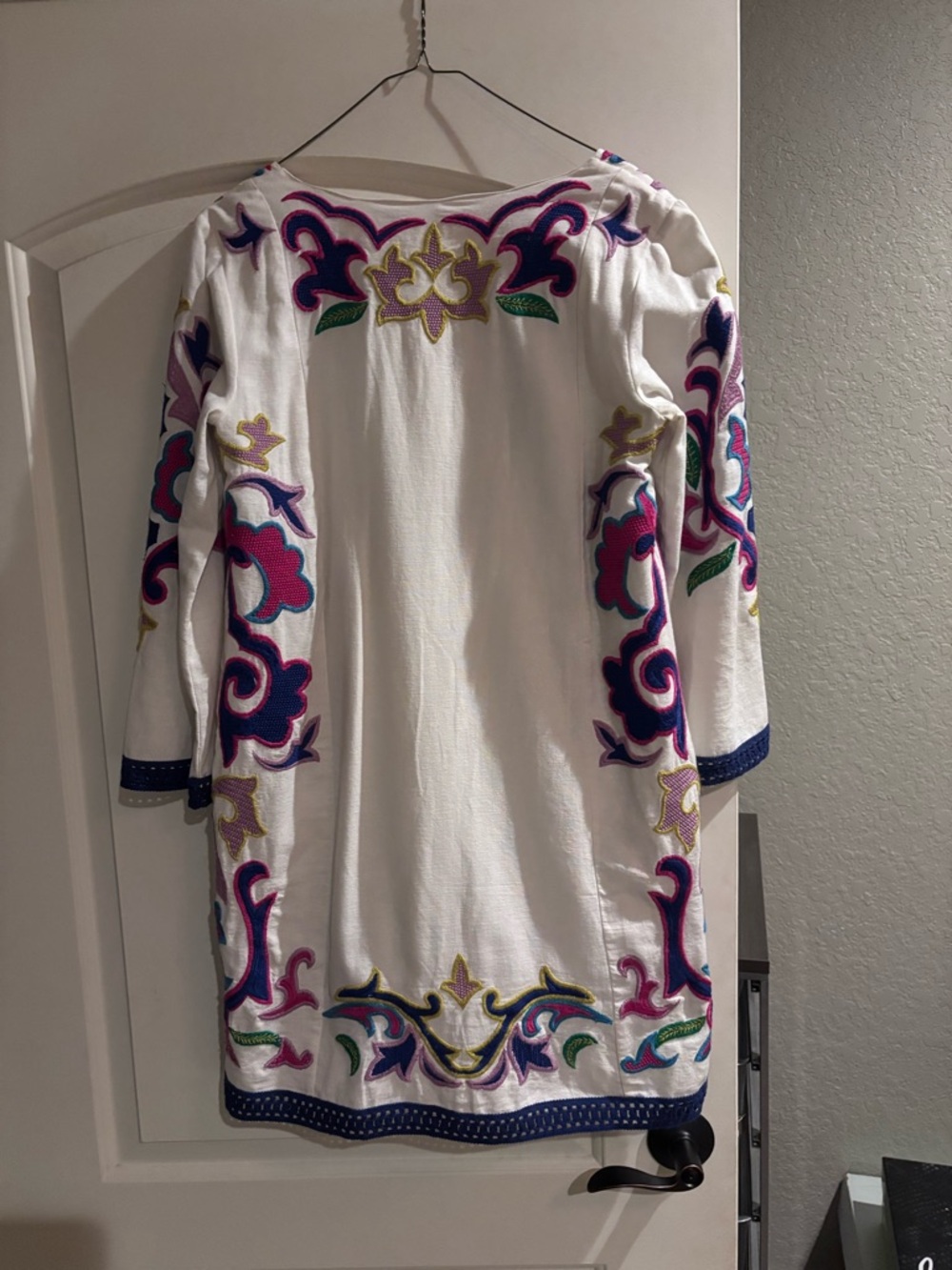 Anthropologie Maeve White Tunic with Bright Multicolor Embroidery - Picture 4 of 4